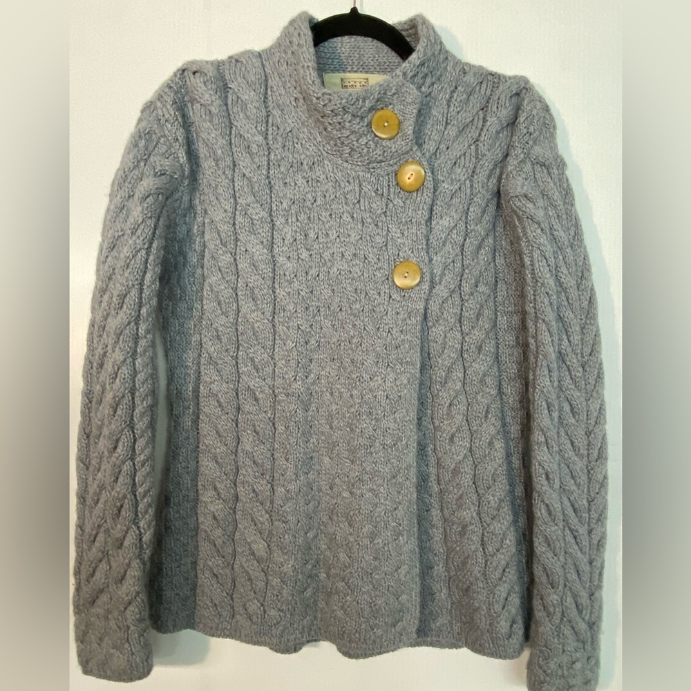Aran Ireland Merino Wool Cable Knit Cardigan XS